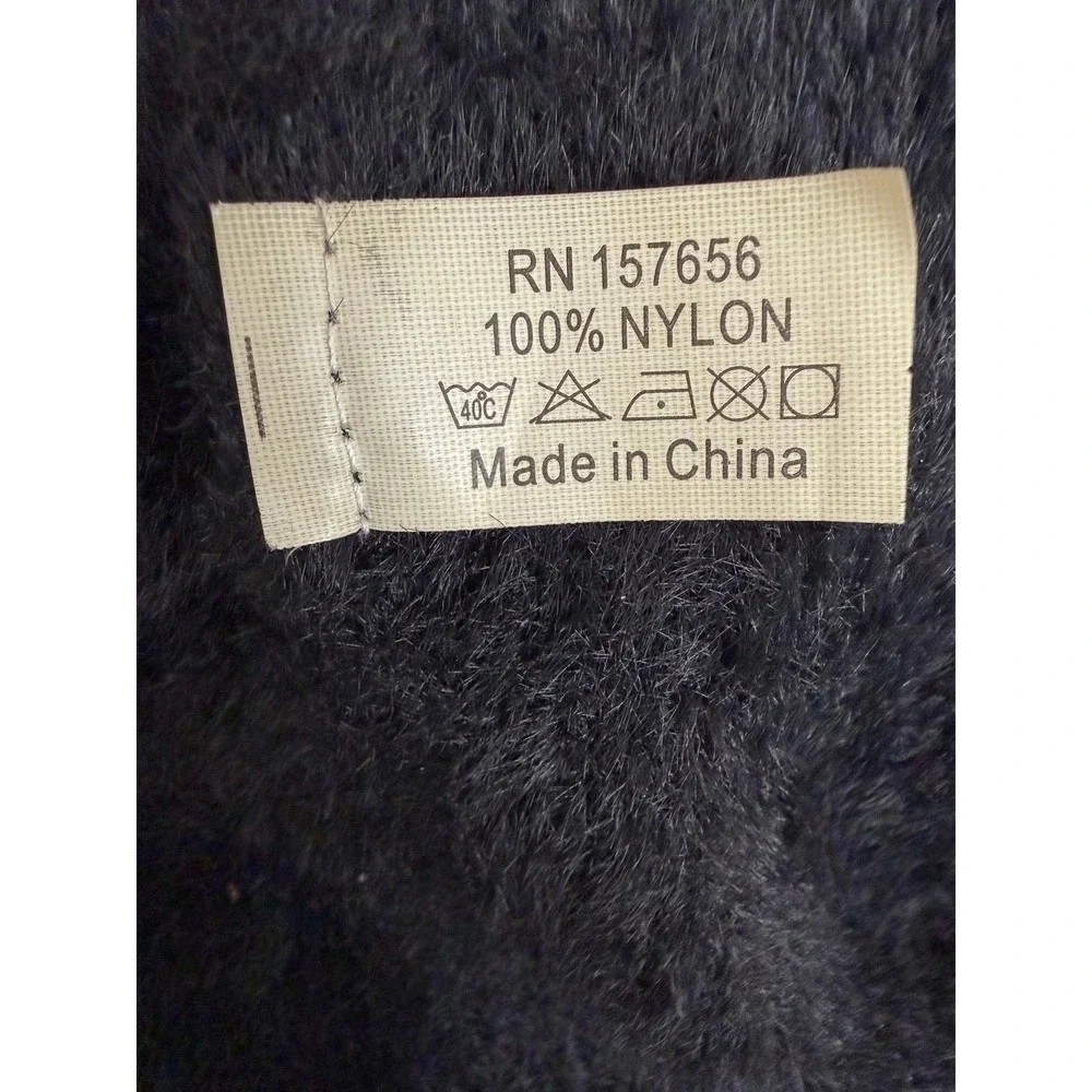 Black‎ Faux Fur Beanie Hat Soft Winter Minimal